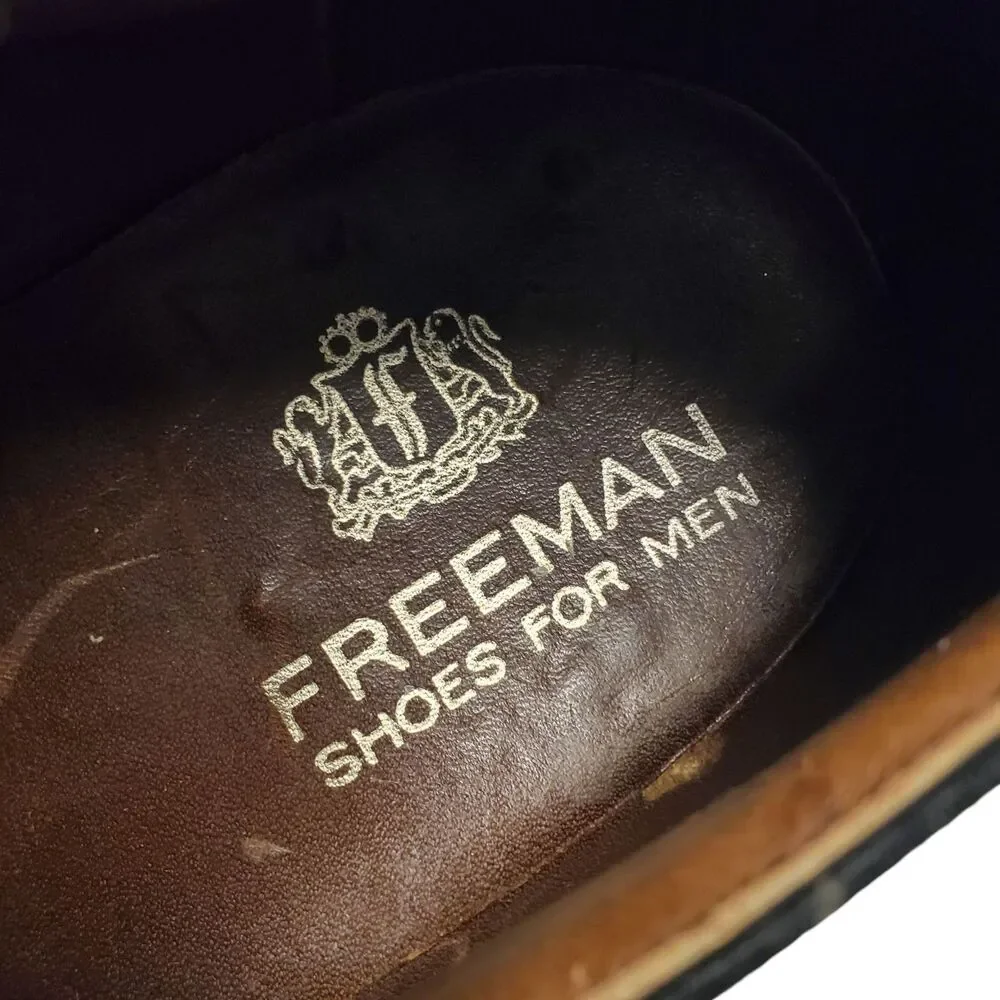 Vintage FREEMAN Shoes Mens Size 8 Brown Leather Wingtip Oxford Brogue Preppy